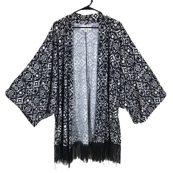 French Laundry Super Soft Open Front Cardigan, Shrug Boho Cover, Fringe Hem 2x - Picture 1 of 7